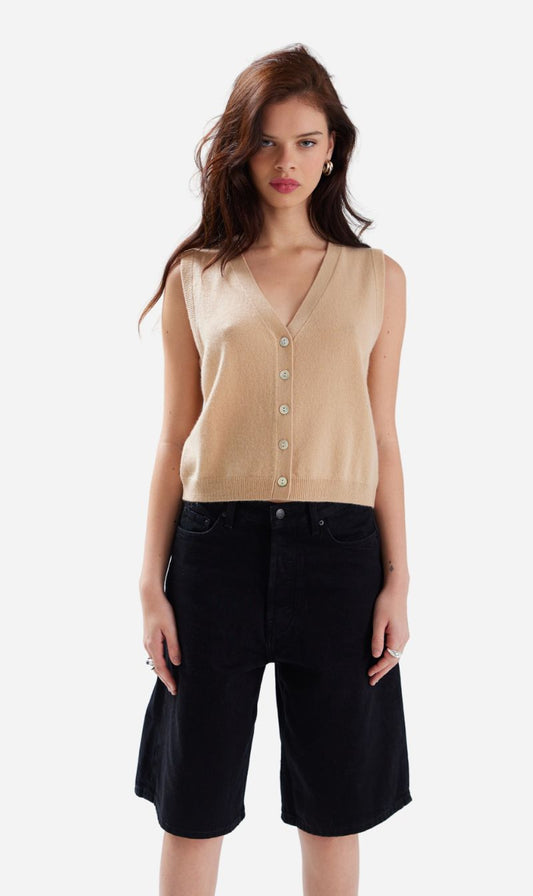 Crush | Jada Button Up Tank - Biscotti