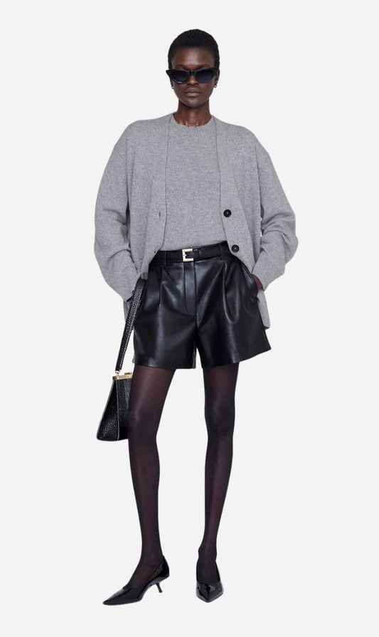 Anine Bing | Trent Short - Black Recycled Leather