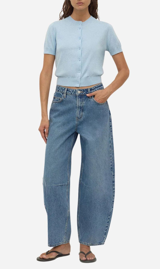 Assembly Label | Semra Cotton Cashmere Short Sleeve Cardigan - Salt