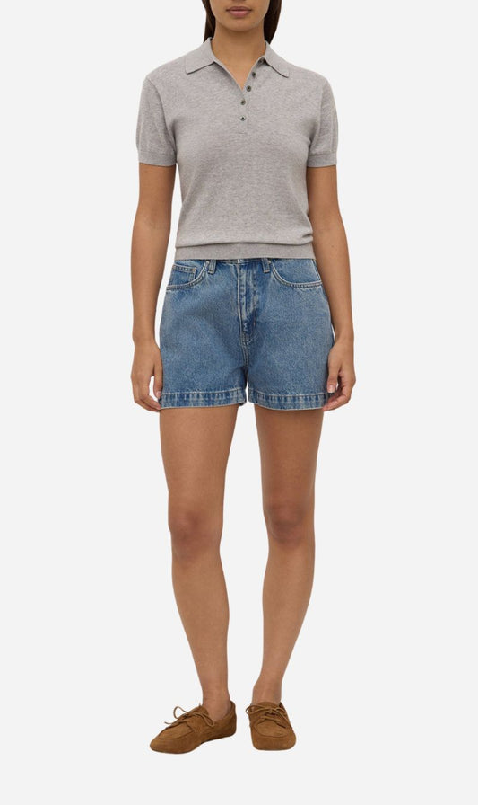 Assembly Label | Sloane Cotton Cashmere Polo - Grey Marle