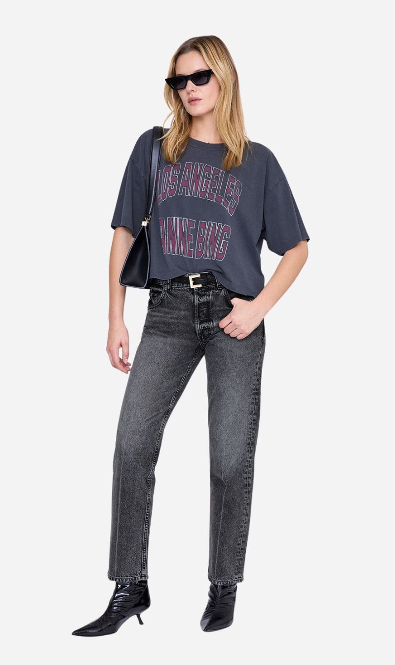 Anine Bing | Johnny Cropped Tee - Washed Black