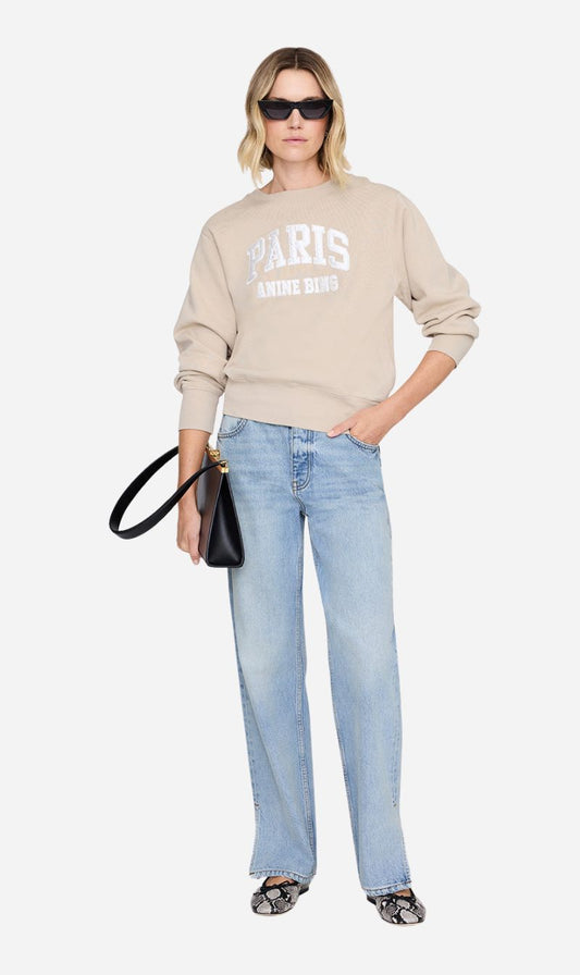 Anine Bing | Harry Shrunken Sweatshirt Paris - Beige