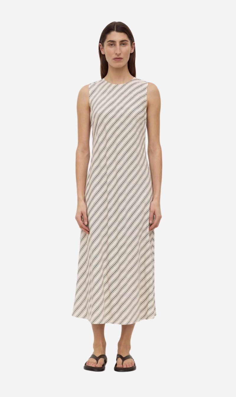 Assembly Label | Lenny Stripe Midi Dress - Cream / Smoke