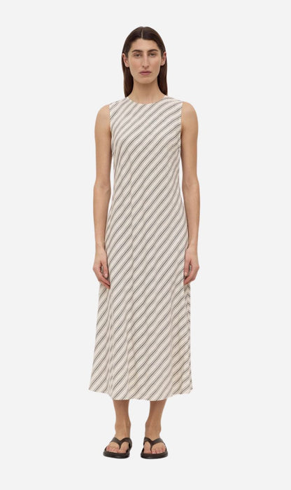 Assembly Label | Lenny Stripe Midi Dress - Cream / Smoke