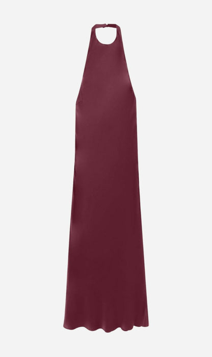 Silk Laundry | Long Halter Dress - Deadleaf