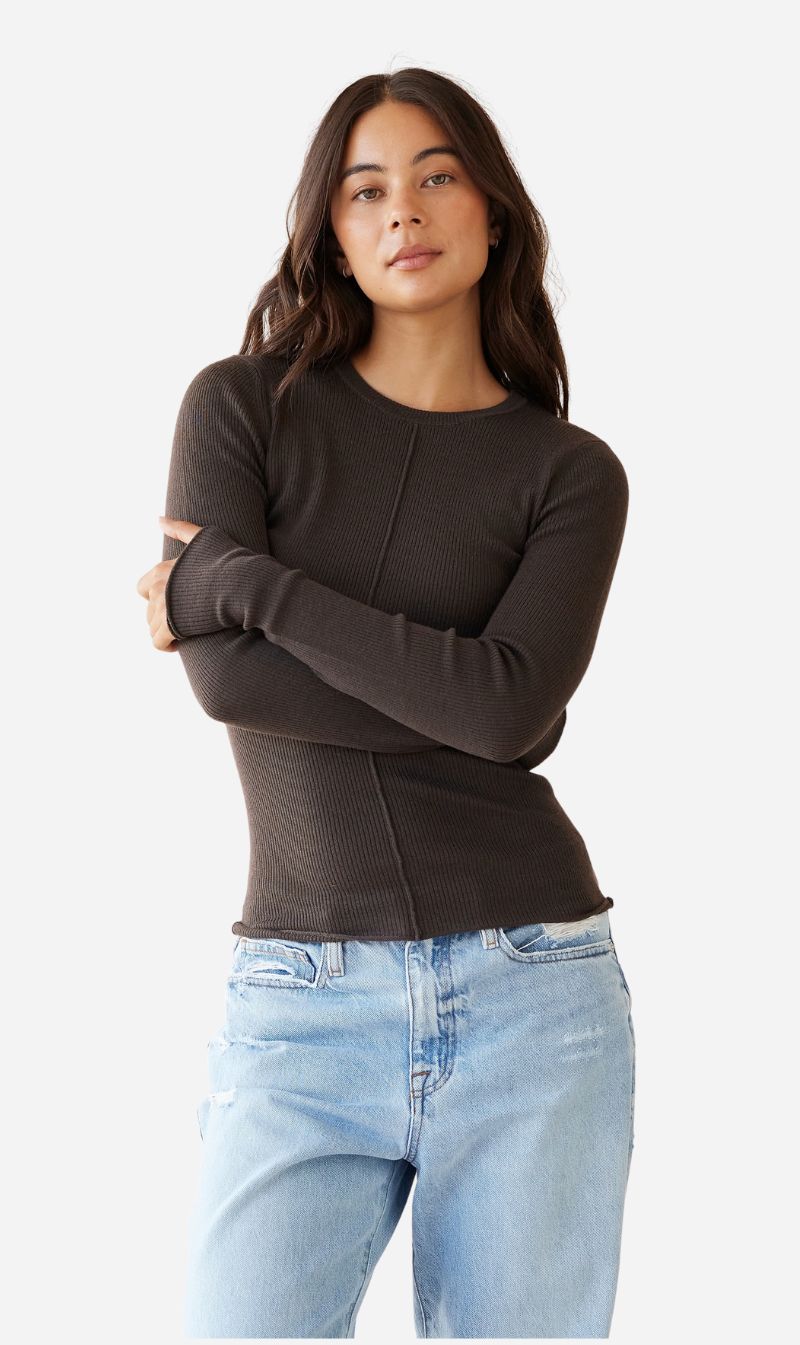 Dear Dylan | Merino Long Sleeve Knit - Bark