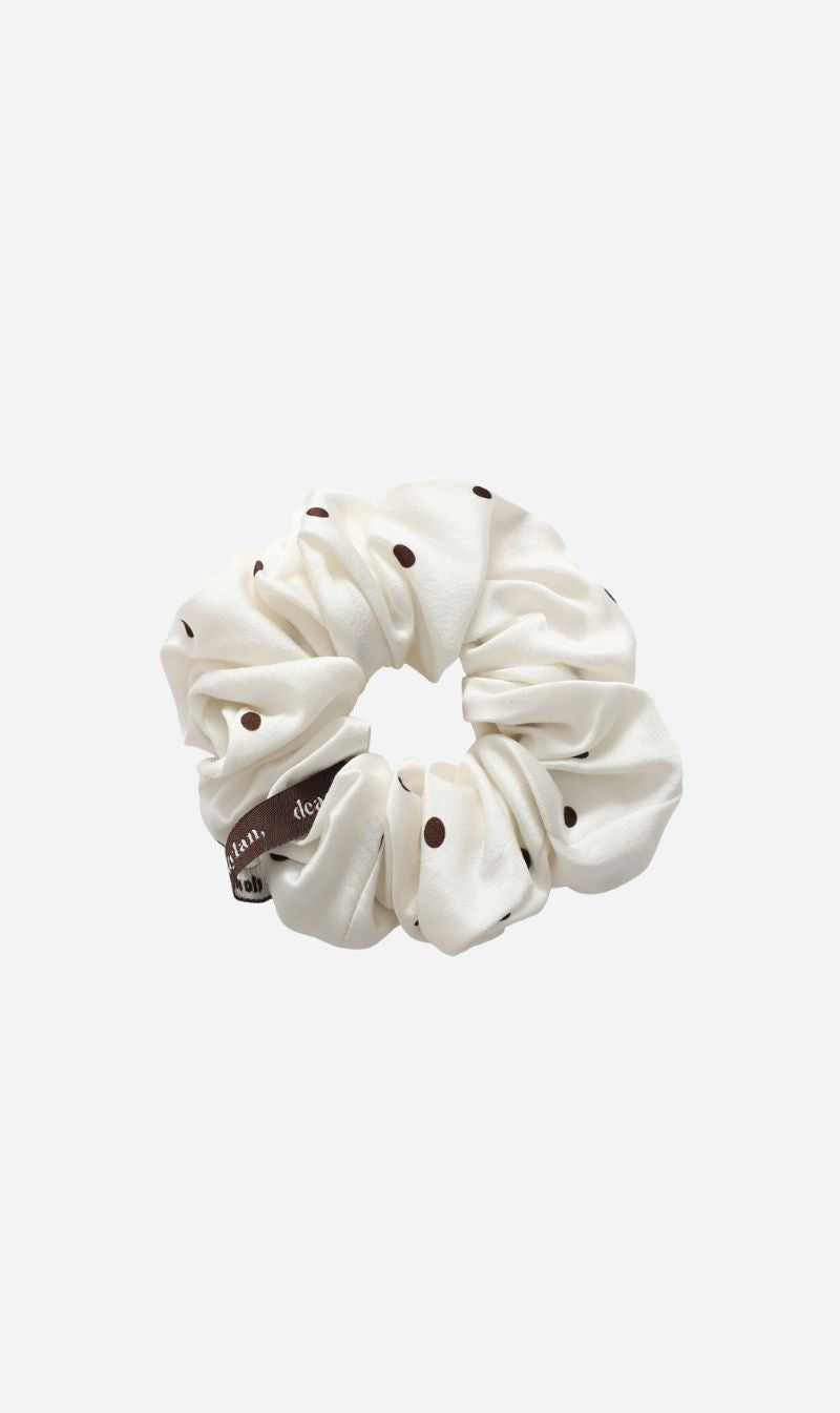 Dear Dylan | Silk Scrunchie - Ivory / Umber Polka Dot