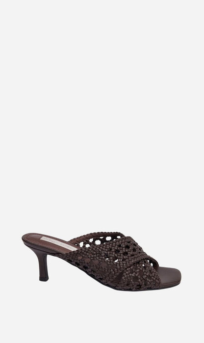 Kathryn Wilson | Lila Woven Heel - Chocolate