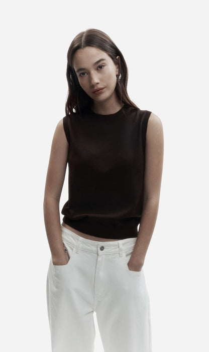 Rebe | Crewneck Vest - Ganache