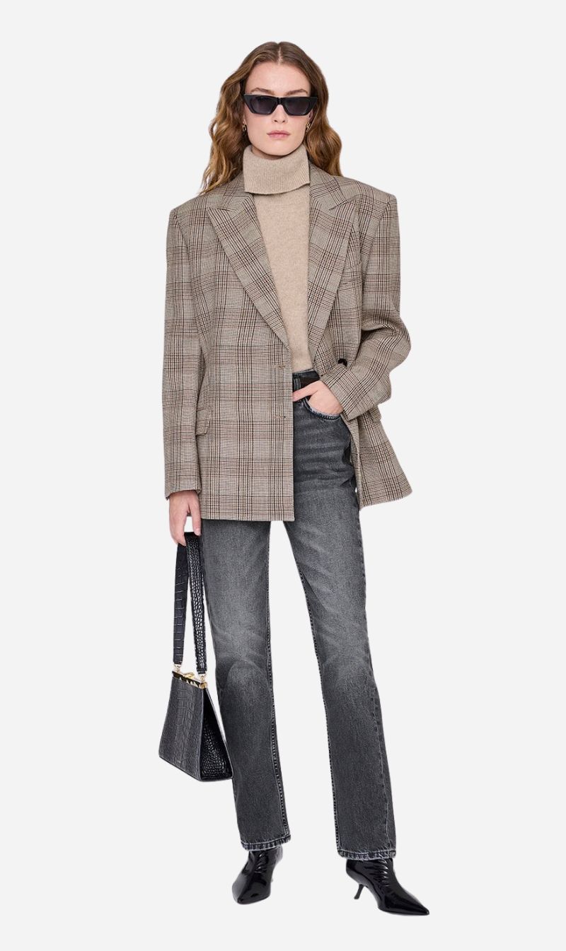Anine Bing | Aretha Blazer - Brown Plaid