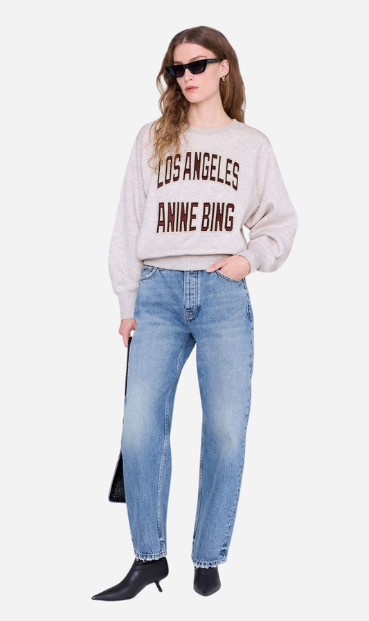 Anine Bing | Harry Shrunken Sweatshirt LA - Oatmeal Melange