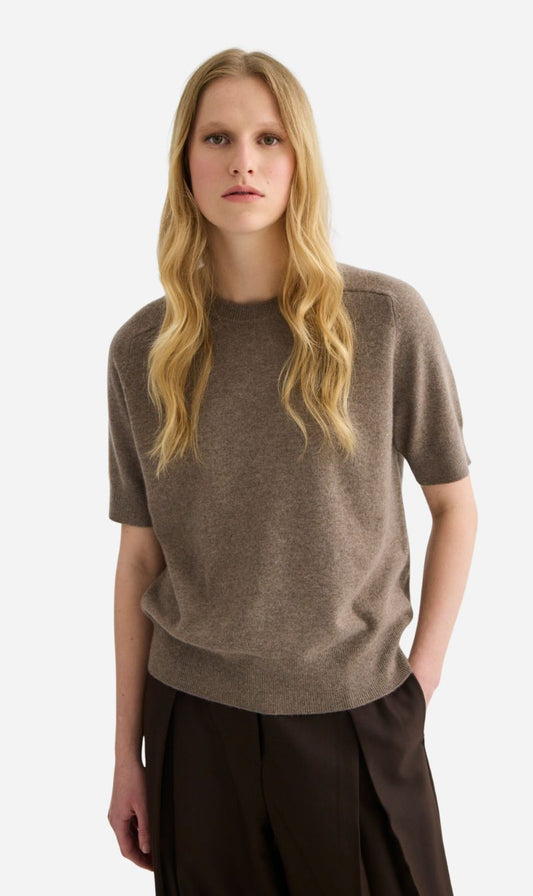 Laing | Jasper Short Sleeve Crewneck - Cocoa Marle