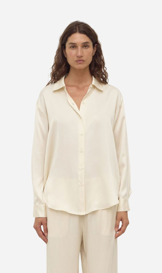 Assembly Label | Pippa Silk Long Sleeve Shirt - Cream