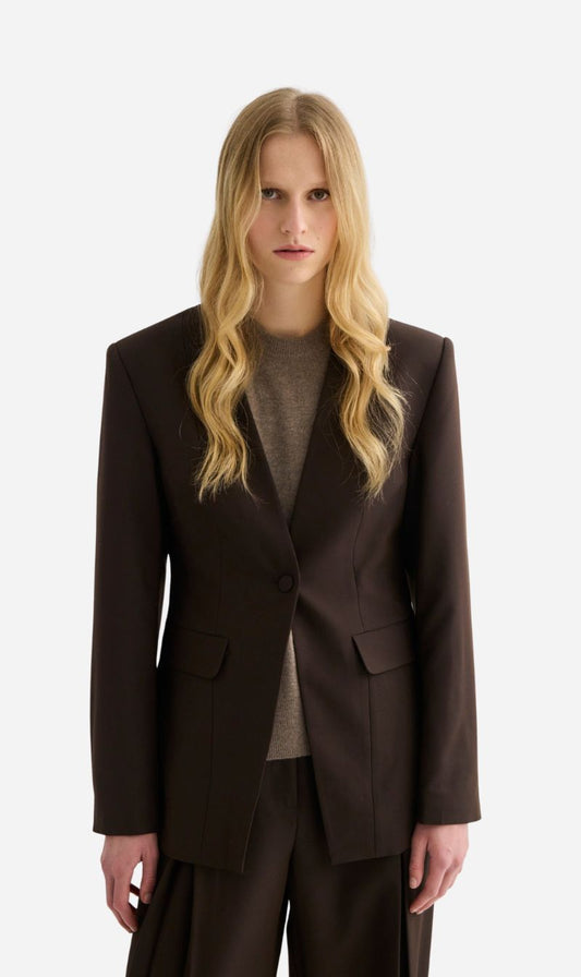 Laing | Collarless Blazer - Truffle