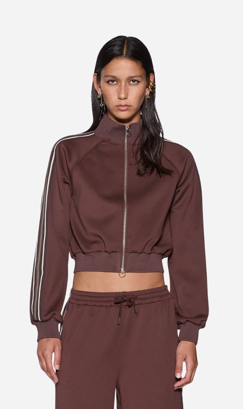 Ksubi | Cropped Zip Trak Top - Mocha