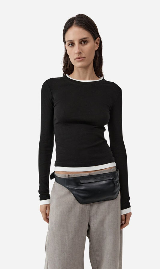 St Agni | Organic Cotton Layered Long Sleeve Top - Jet Black