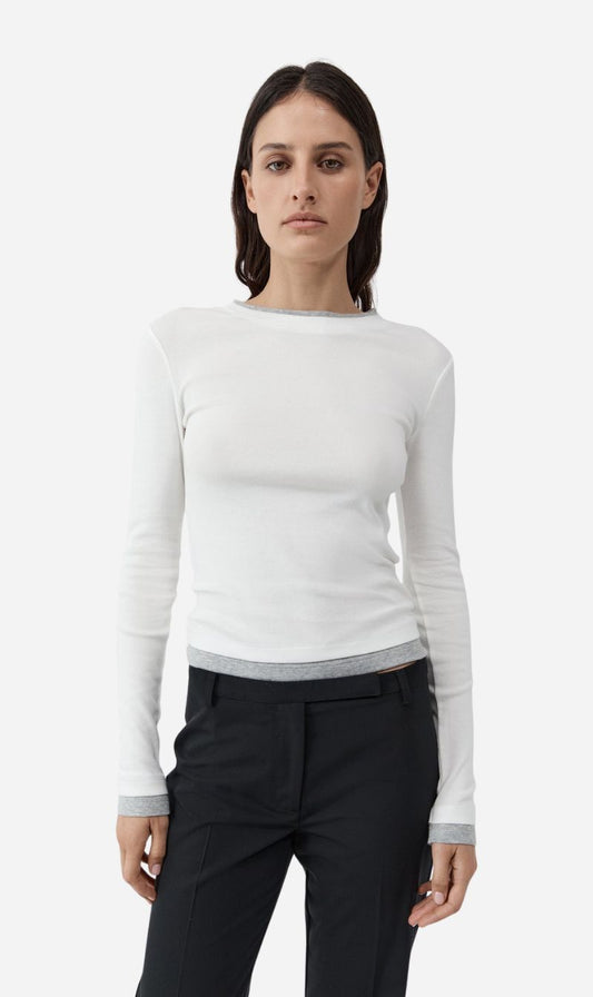 St Agni | Organic Cotton Layered Long Sleeve Top - White