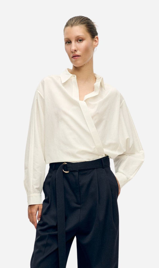 Silk Laundry | Cotton Silk Wrap Shirt - White