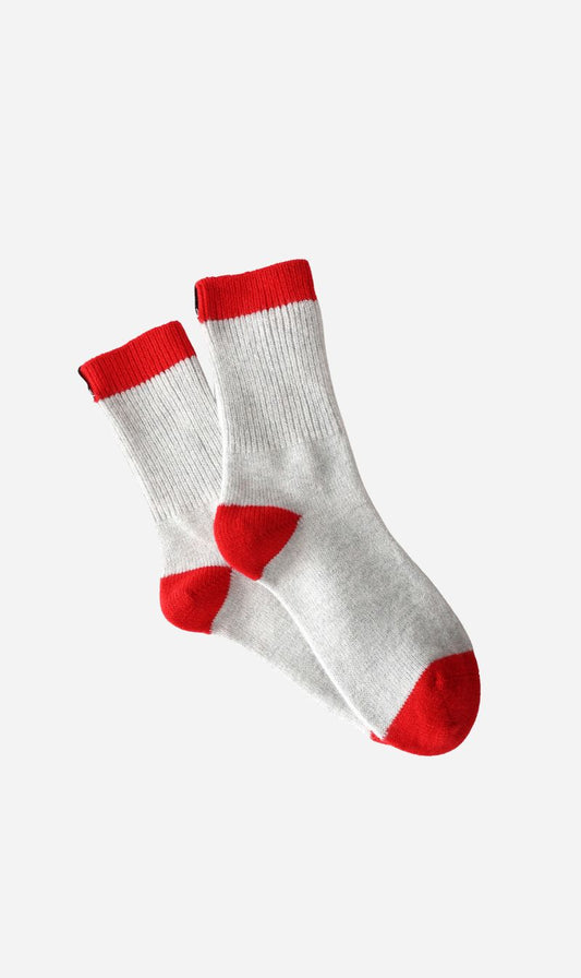 Dear Dylan | Wool Home Socks - Fog Marle / Cherry