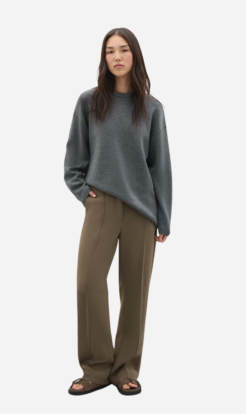 A.Emery | Reid Crew Knit - Mid Grey Melange