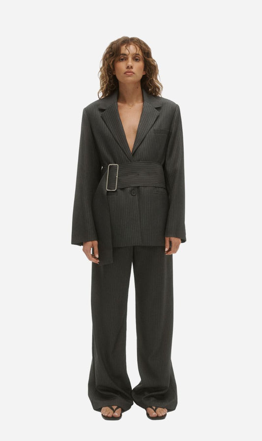 One Of Others | Margot Blazer - Grey Pinstripe