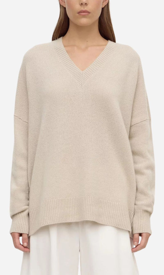 Assembly Label | Alora Cashmere V Neck Knit - Tapioca