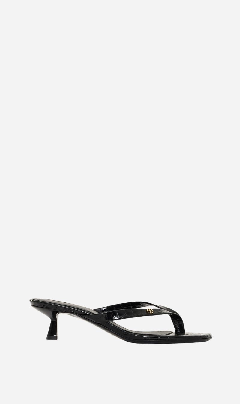 Anine Bing | Noelle Thong Heels - Embossed Black