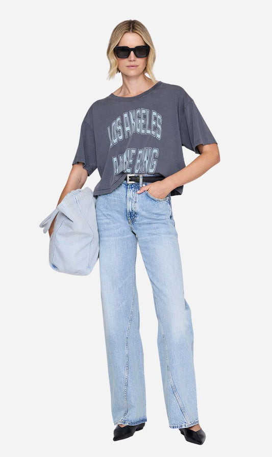 Anine Bing | Johnny Cropped Tee - Washed Grey