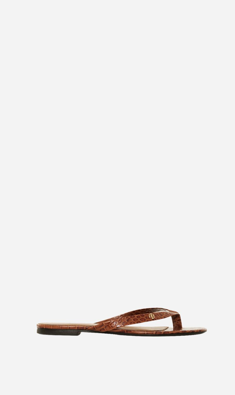 Anine Bing | Noelle Thong Sandals - Embossed Brown