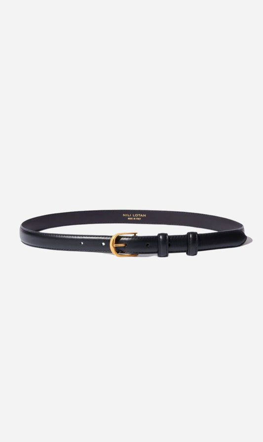 Nili Lotan | Jane Belt - Black With Shiny Brass Buckle