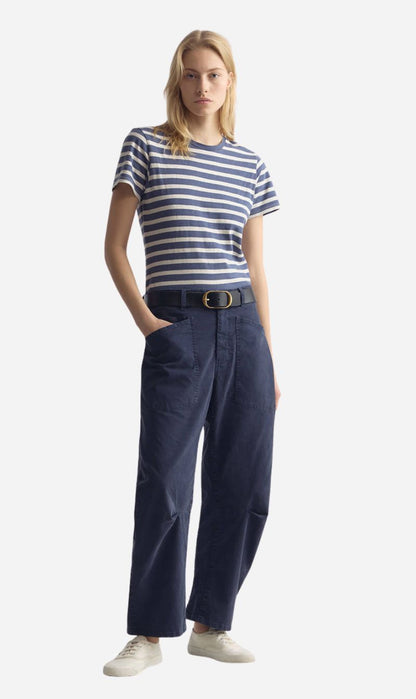 Nili Lotan | Lana Crewneck Tee - French Blue / Off White Stripe
