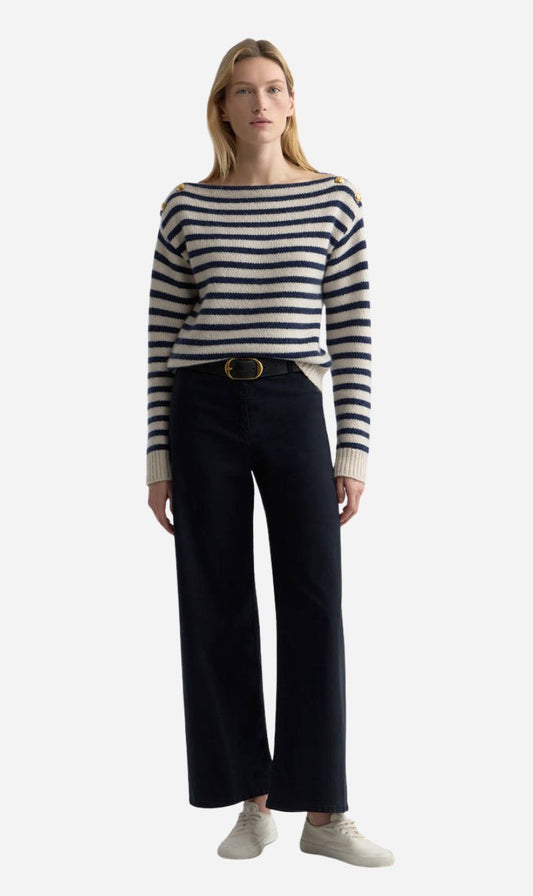 Nili Lotan | Tandy Sweater - Ivory / Marine Stripe