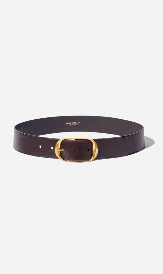 Nili Lotan | Nili Belt - Dark Brown With Antique Brass Buckle