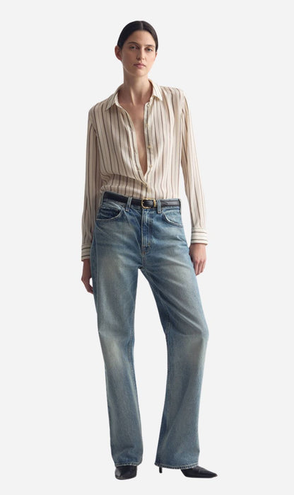 Nili Lotan | Gaia Slim Shirt - Brandy Stripe