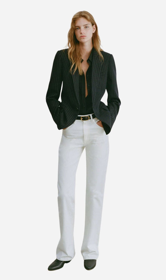 Nili Lotan | Anabel Tailored Jacket - Dark Navy Pinstripe