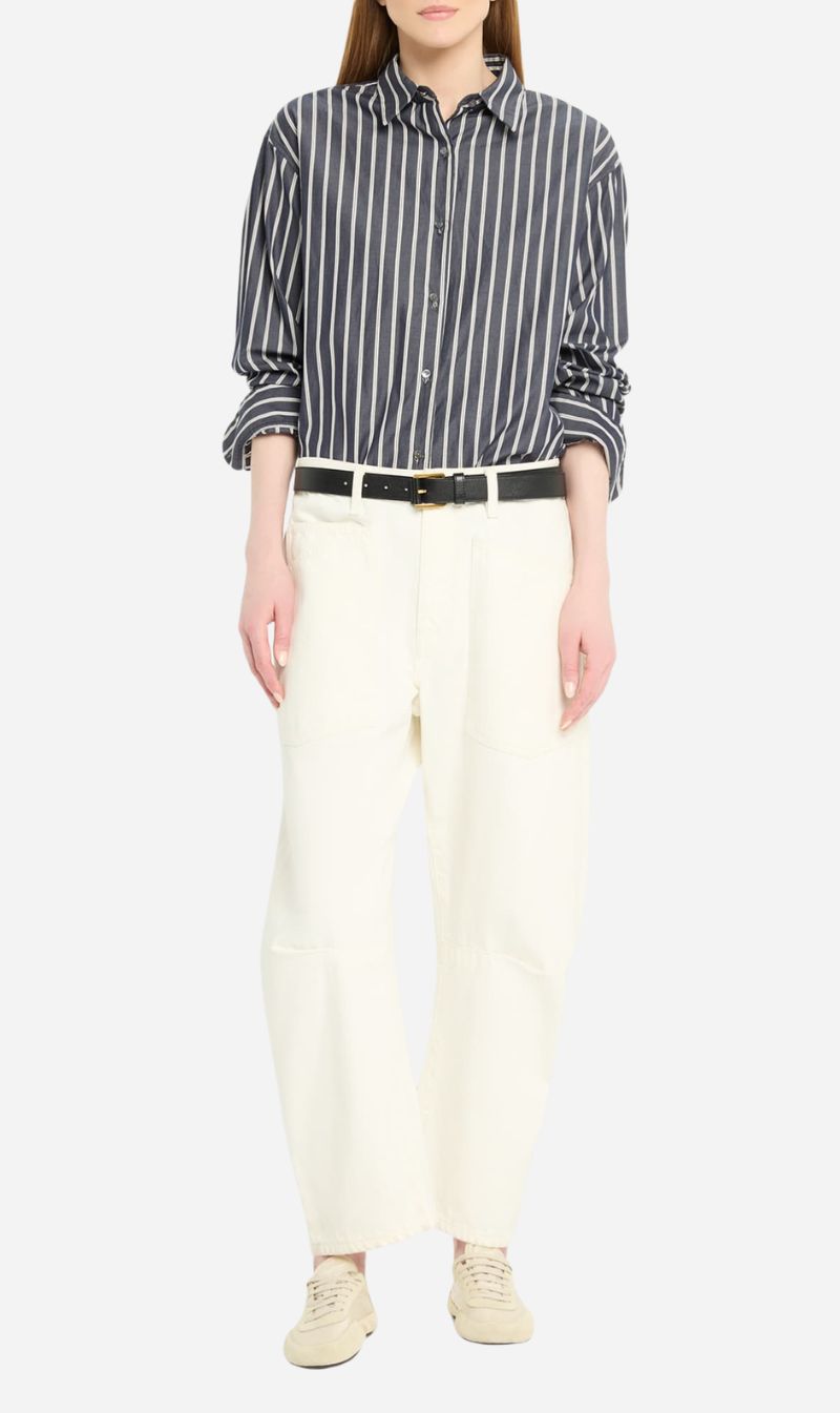 Nili Lotan | Yorke Shirt - Charcoal Stripe