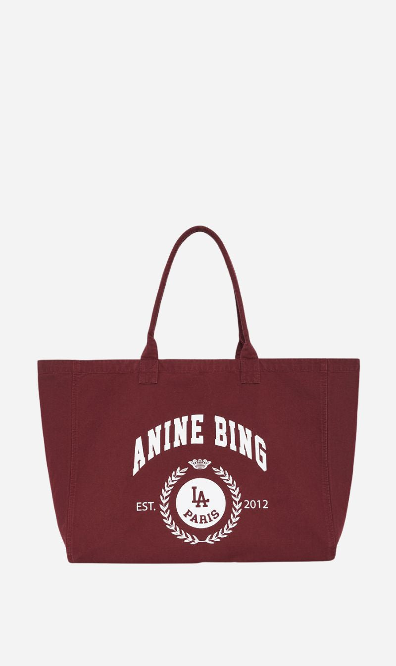 Anine Bing | Leo Canvas Tote Collegiate - Fig