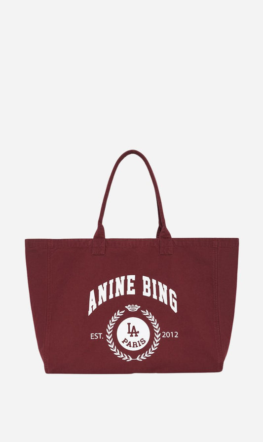 Anine Bing | Leo Canvas Tote Collegiate - Fig