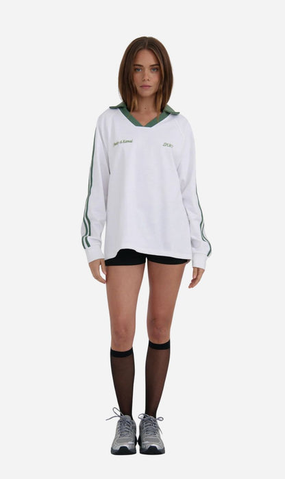 Pinky & Kamal | Long Sleeve Sport Jersey - White/Green
