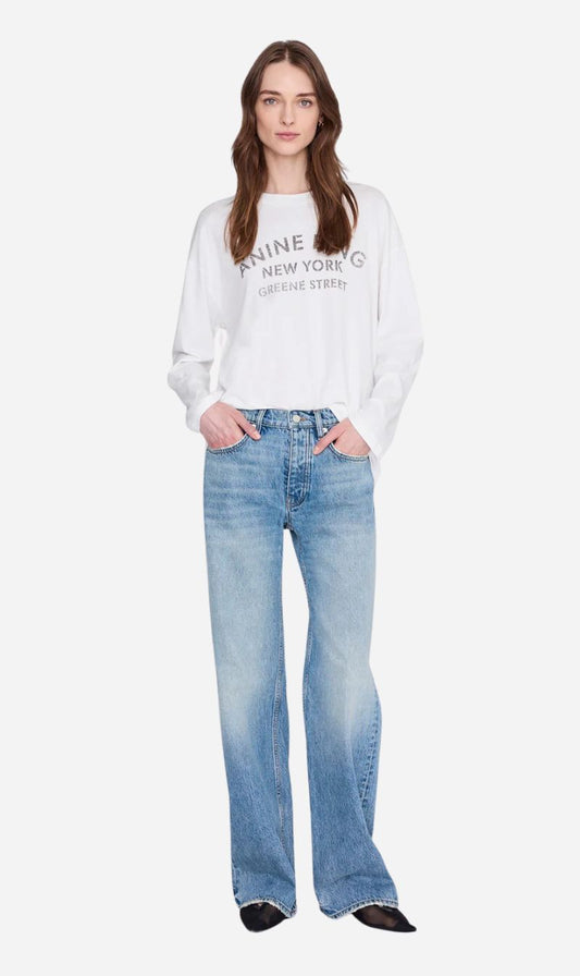 Anine Bing | Ivan Long Sleeve New York Stencil - Ivory