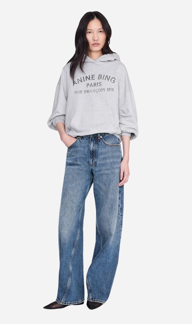 Anine Bing | Harvey Sweatshirt Paris Stencil - Heather Grey