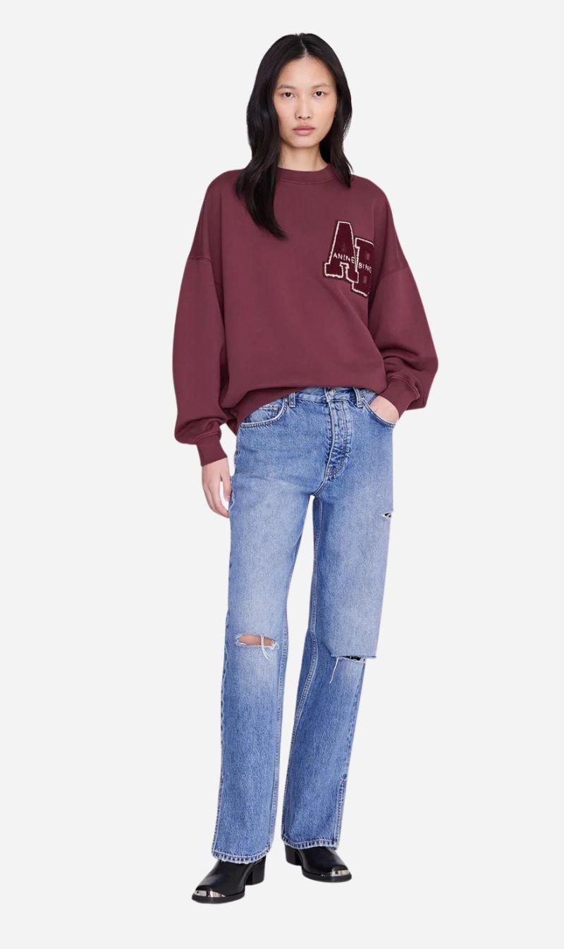 Anine Bing | Miles Sweatshirt Letterman - Fig