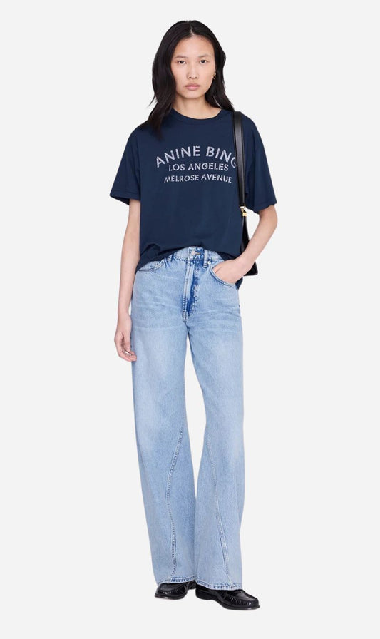 Anine Bing | Cade Tee Melrose Stencil - Navy