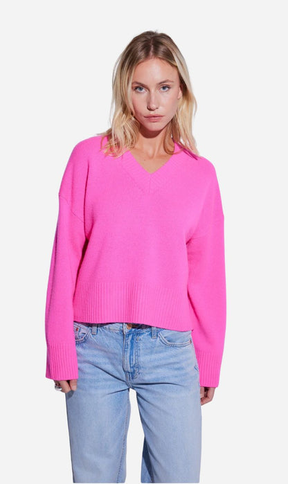 Crush | Chunky Carmen V Neck - Pink Panther