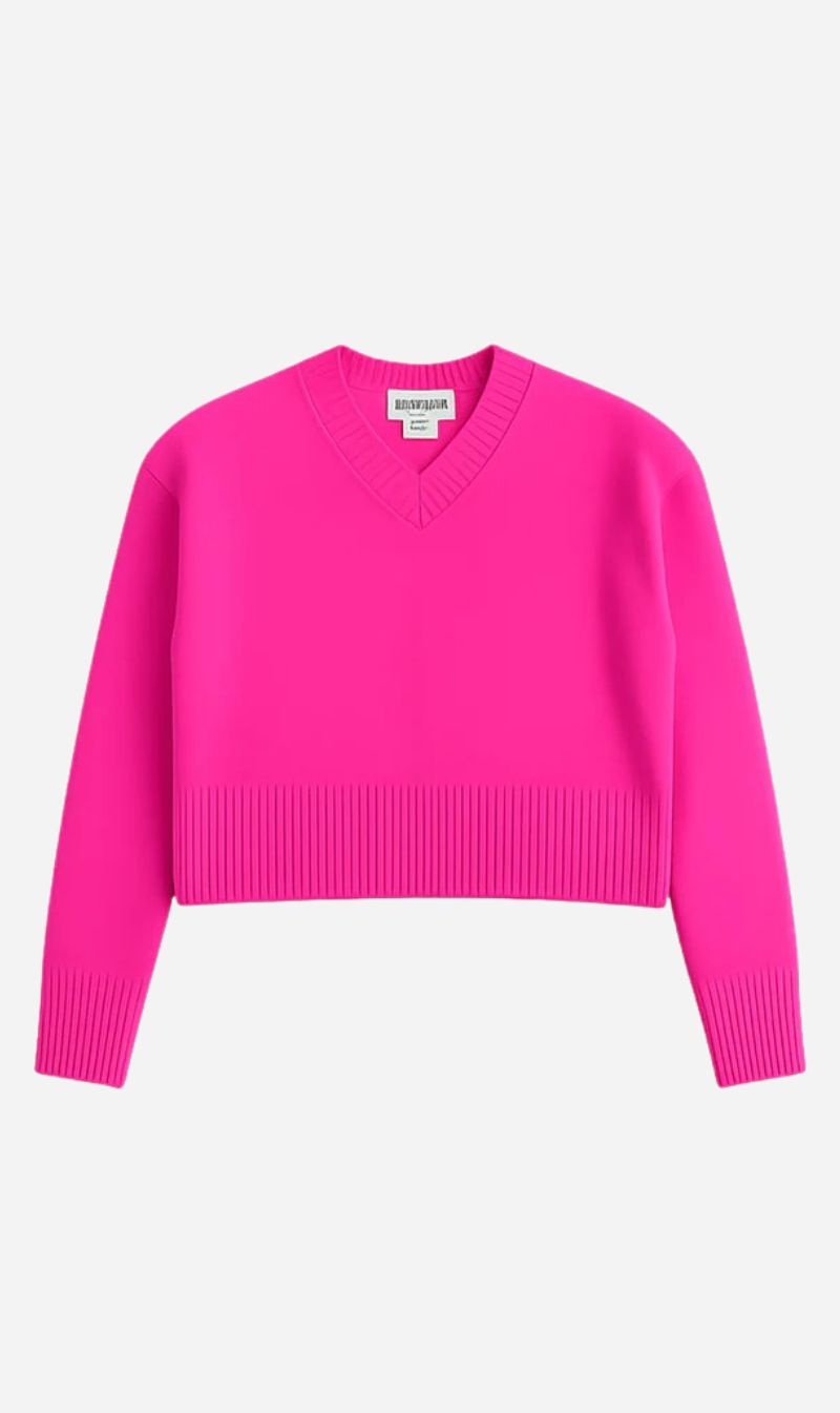 Crush | Chunky Carmen V Neck - Pink Panther