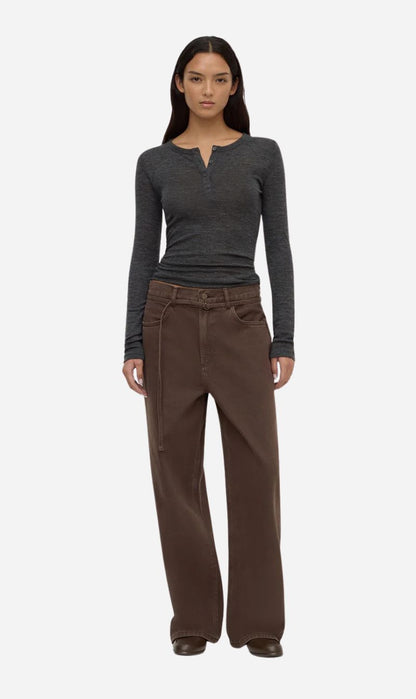 Assembly Label | Nora Merino Wool Henley - Charcoal Marle