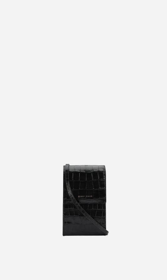 Deadly Ponies | Poucheroo Phone Wallet - Black Croc