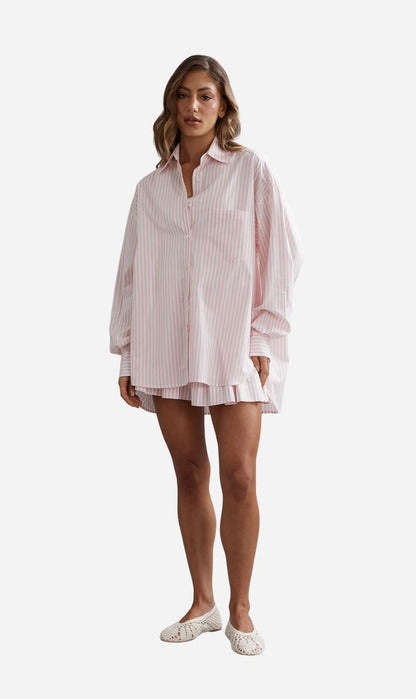 Caitlin Crisp | Lou Shirt - Pink/White Stripe