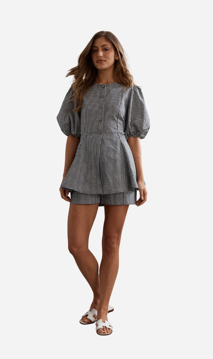 Caitlin Crisp | Sofia Blouse - Ink/White Gingham