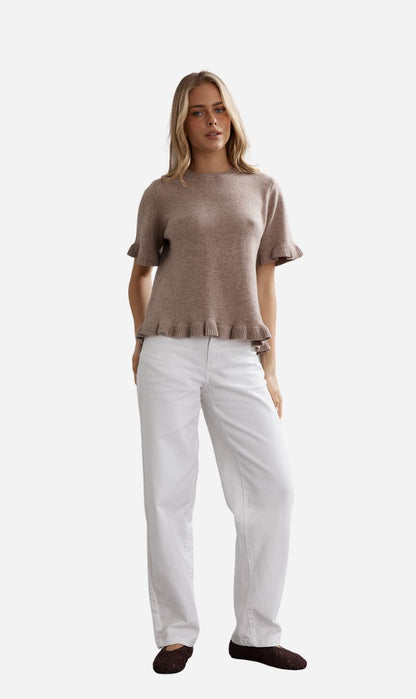 Caitlin Crisp | Frilly Knit Tee - Walnut